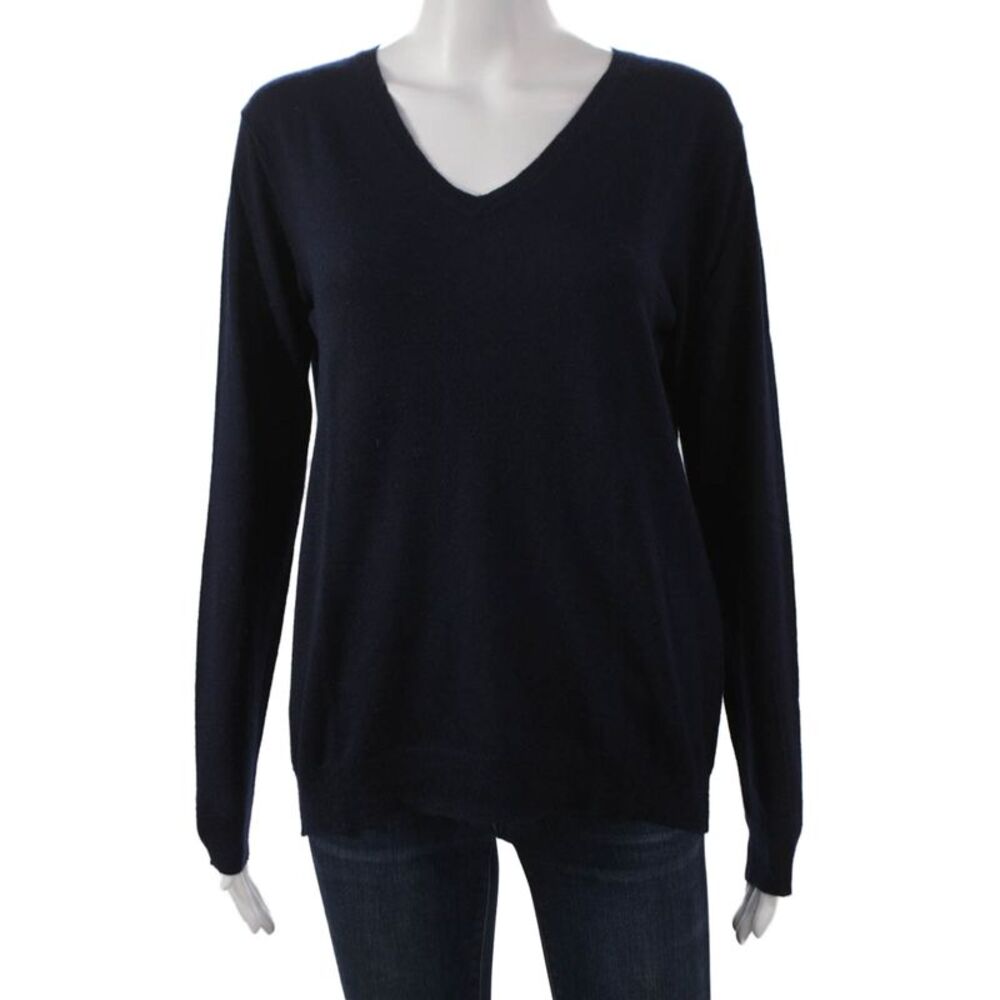 The Cashmere Project Womens V-Neck Cashmere Sweater Blue Long Sleeve Size S